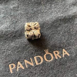 Pandora silver present with CZ charm